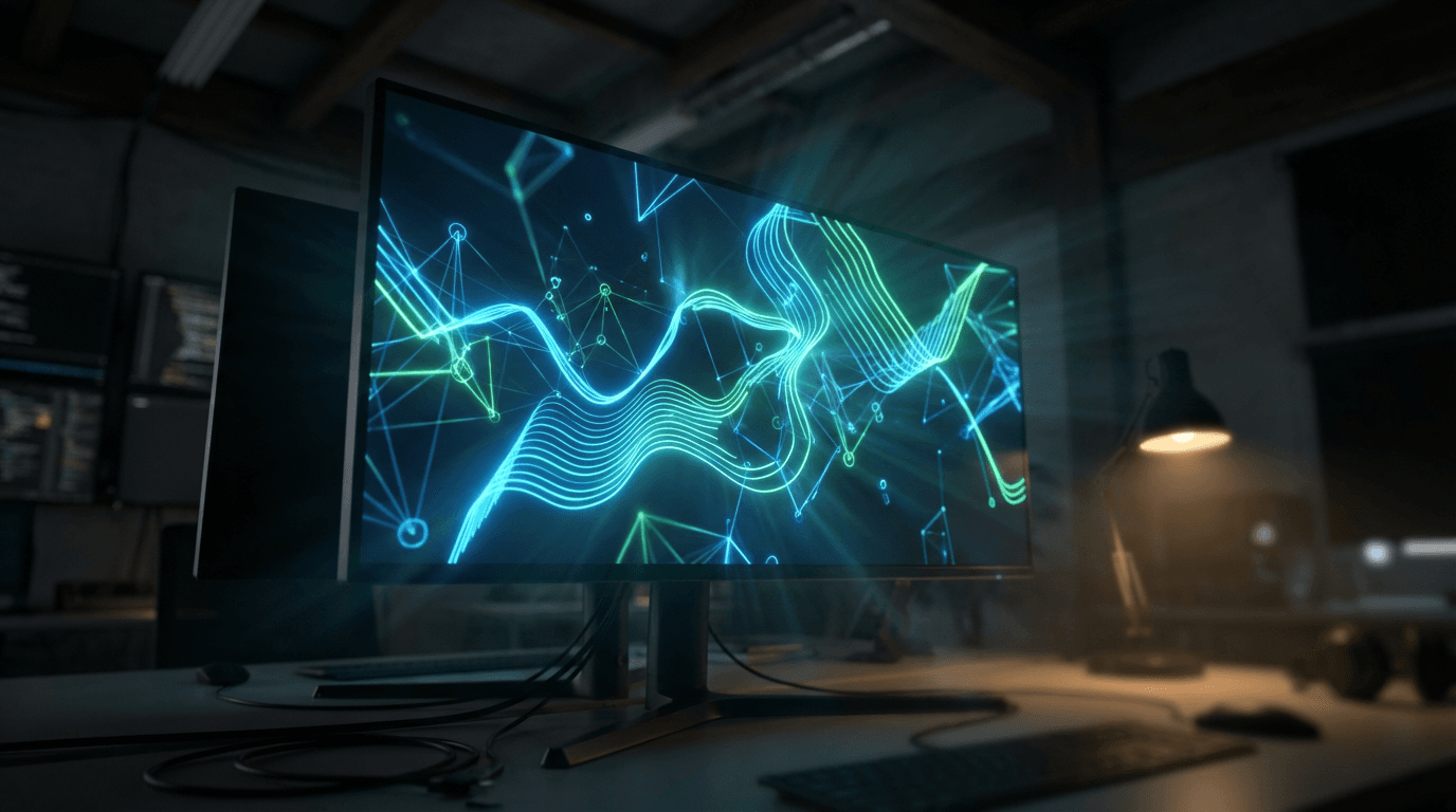 Dark cyberpunk terminal background with neon green accents