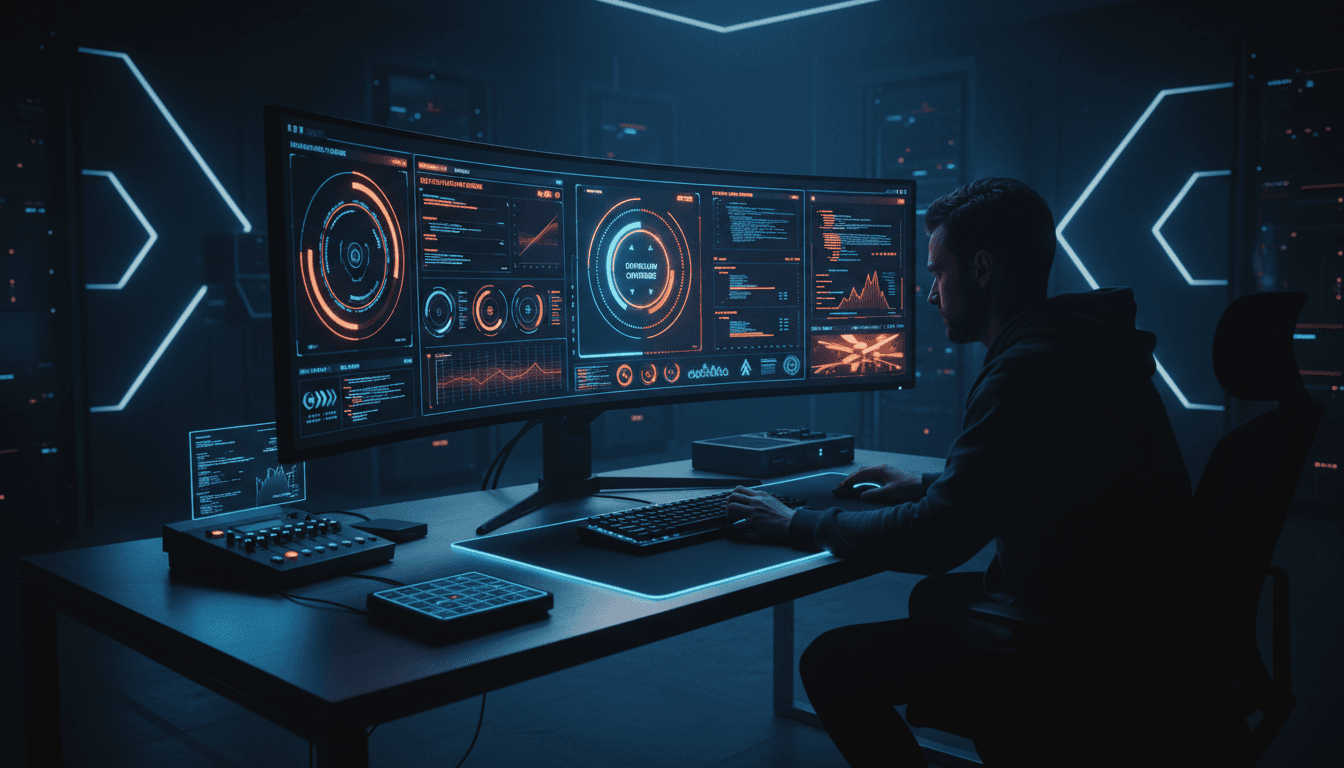 Dark cyberpunk terminal with neon green glow